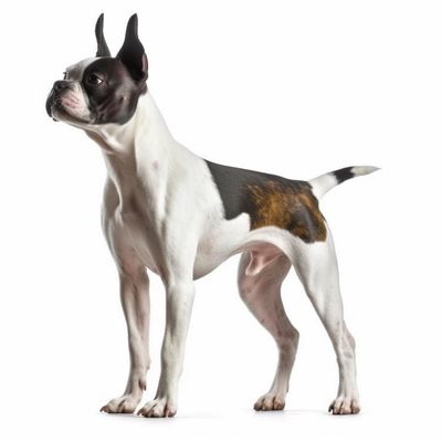 Full body image of a Boston Terrier