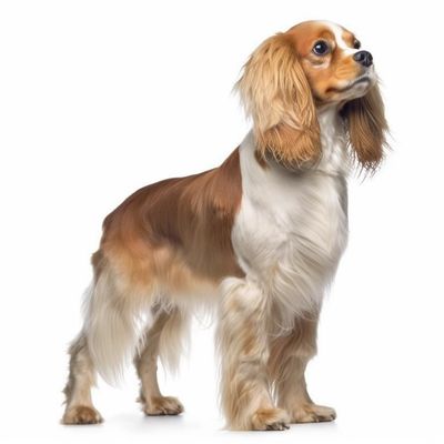 Full body image of a Cavalier King Charles Spaniel